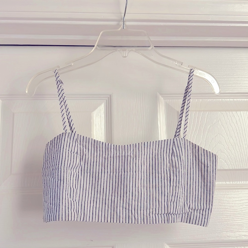 COPY - Striped Linen Crop Top